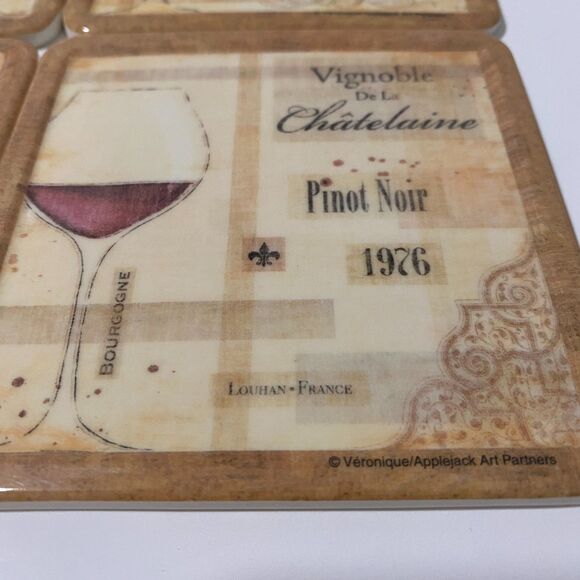 Vintage Plastic Coasters PRECEDIO 1960th Applejack Art Partners Design 4 pieces - Picture 5 of 8